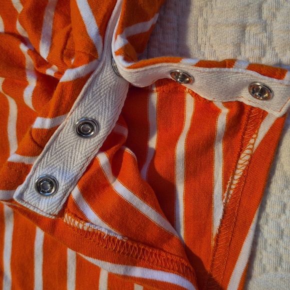 Hanna Andersson 70 6-12 months orange and white striped romper VGUC - Picture 5 of 7